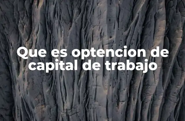 Que es Optencion de Capital de Trabajo