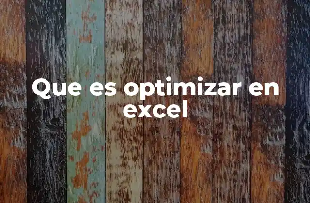 Que es Optimizar en Excel