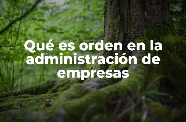 Qué es Orden en la Administración de Empresas