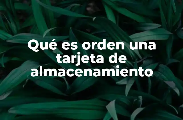 Qué es Orden una Tarjeta de Almacenamiento