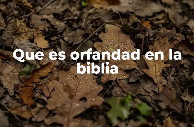 Que es Orfandad en la Biblia