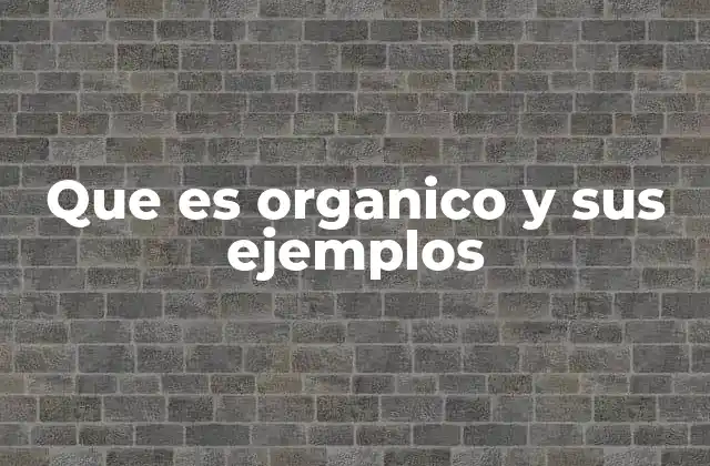 Que es Organico y Sus Ejemplos
