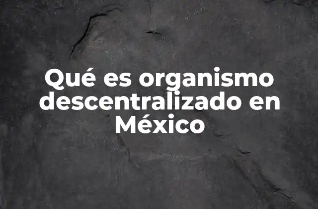 Qué es Organismo Descentralizado en México