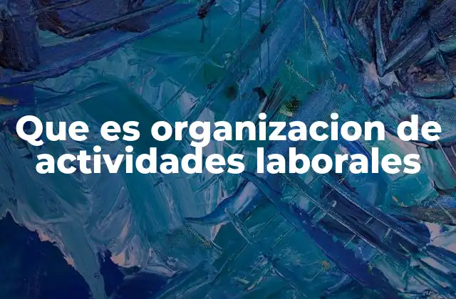 Que es Organizacion de Actividades Laborales