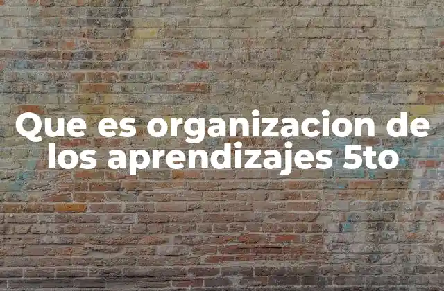Que es Organizacion de los Aprendizajes 5to
