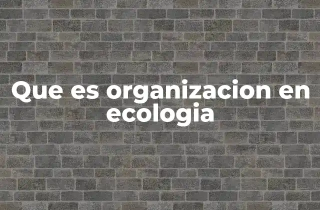 Que es Organizacion en Ecologia
