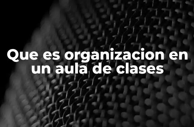 Que es Organizacion en un Aula de Clases