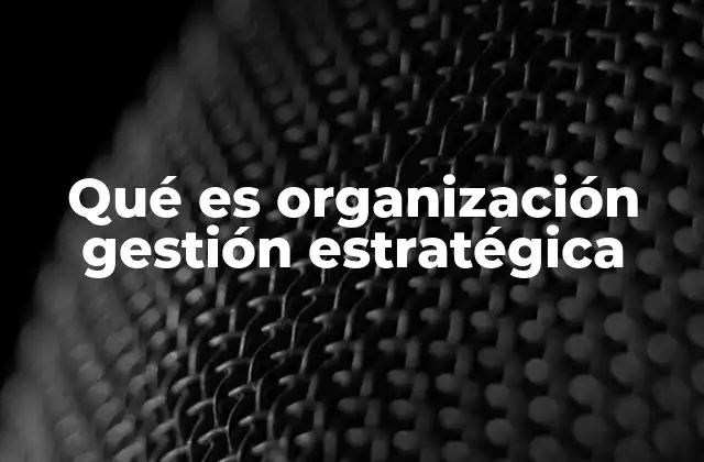 Qué es Organización Gestión Estratégica