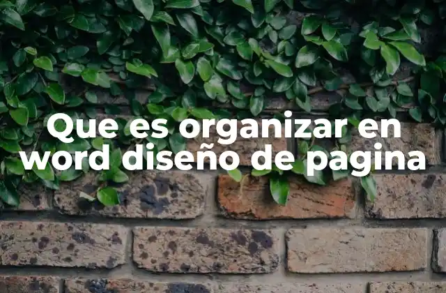 Que es Organizar en Word Diseño de Pagina