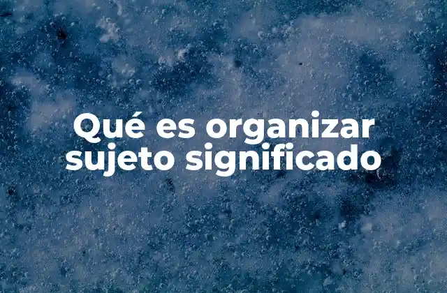 Qué es Organizar Sujeto Significado