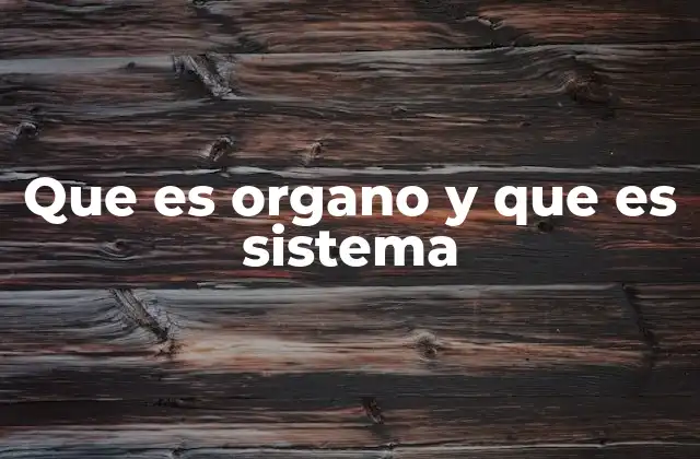 Que es Organo y que es Sistema