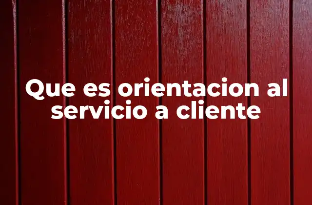 Que es Orientacion Al Servicio a Cliente