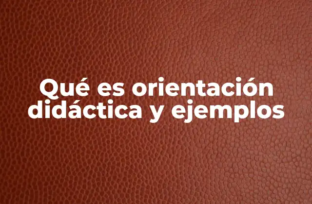 Qué es Orientación Didáctica y Ejemplos