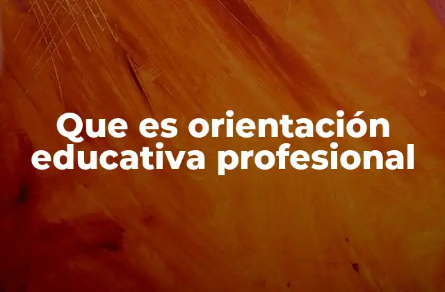 Que es Orientación Educativa Profesional