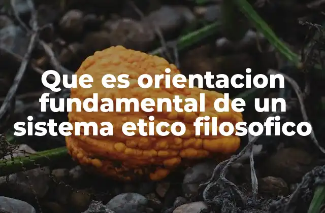 Que es Orientacion Fundamental de un Sistema Etico Filosofico