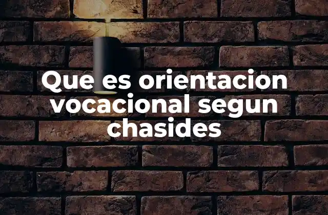 Que es Orientacion Vocacional Segun Chasides