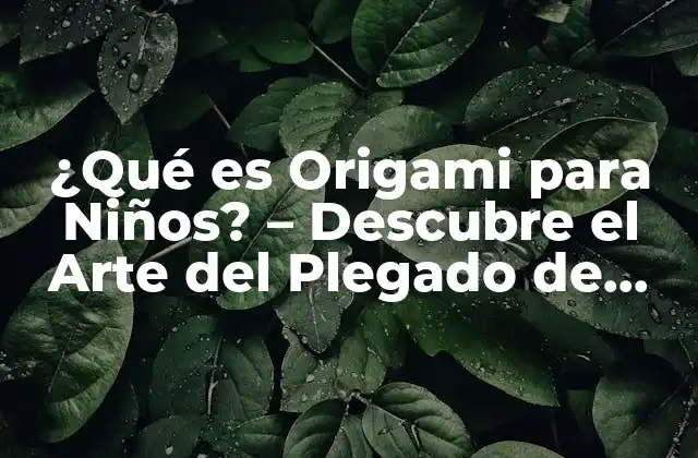 ¿qué es Origami para Niños? – Descubre el Arte Del Plegado de Papel