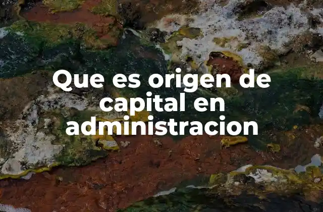 Que es Origen de Capital en Administracion