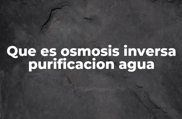 Que es Osmosis Inversa Purificacion Agua