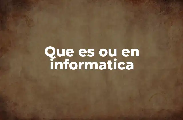 Que es Ou en Informatica