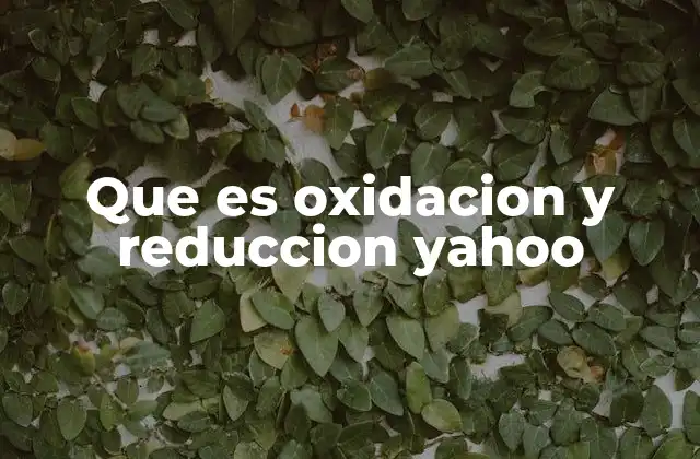 Que es Oxidacion y Reduccion Yahoo