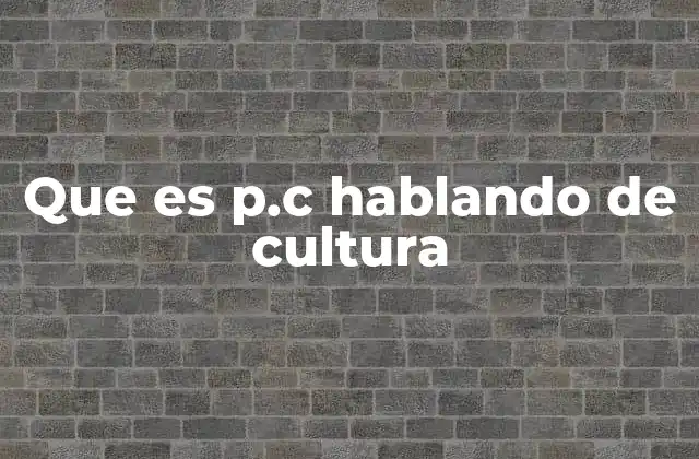 Que es P.c Hablando de Cultura