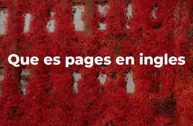 Que es Pages en Ingles