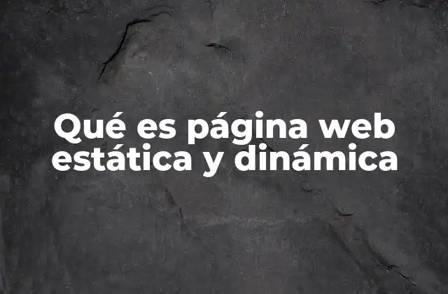 Qué es Página Web Estática y Dinámica