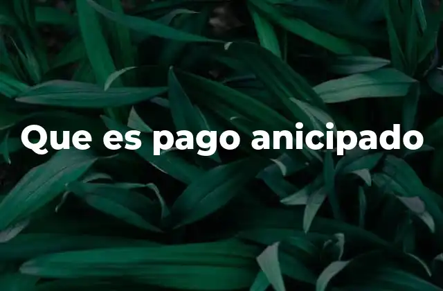 Que es Pago Anicipado