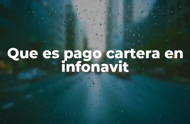 Que es Pago Cartera en Infonavit