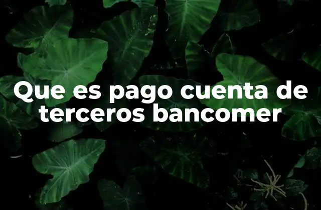 Que es Pago Cuenta de Terceros Bancomer