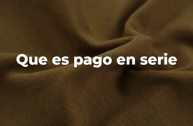 Que es Pago en Serie