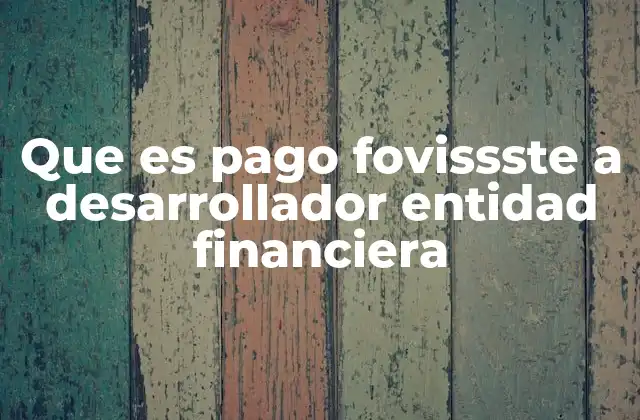 Que es Pago Fovissste a Desarrollador Entidad Financiera