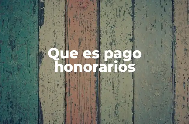 Que es Pago Honorarios