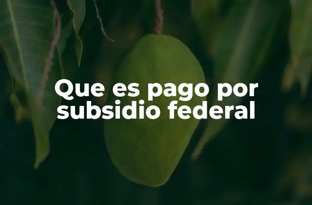 Que es Pago por Subsidio Federal