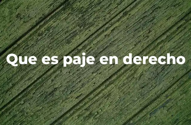 Que es Paje en Derecho