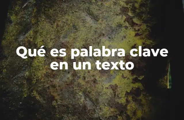 Qué es Palabra Clave en un Texto