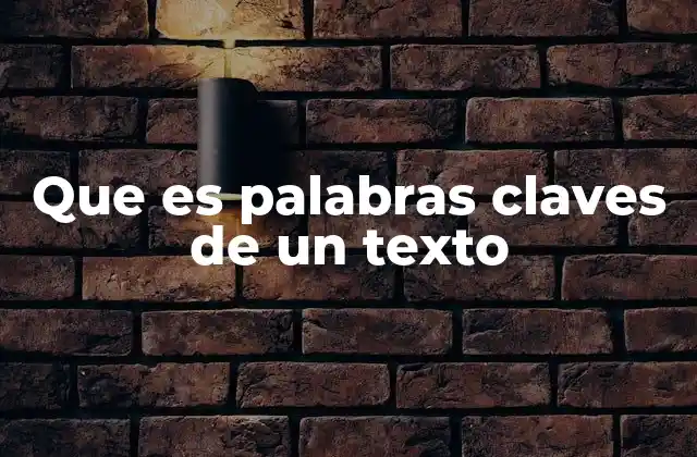 Que es Palabras Claves de un Texto