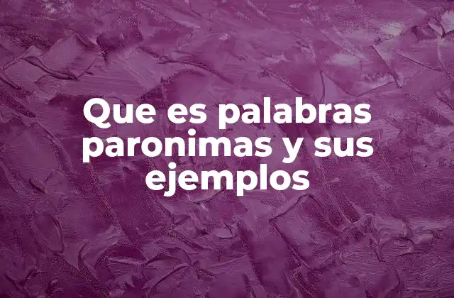 Que es Palabras Paronimas y Sus Ejemplos