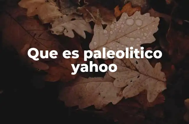 Que es Paleolitico Yahoo