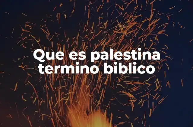 Que es Palestina Termino Biblico