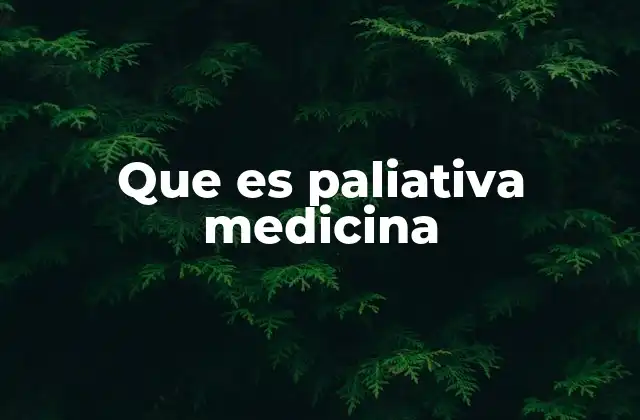 Que es Paliativa Medicina