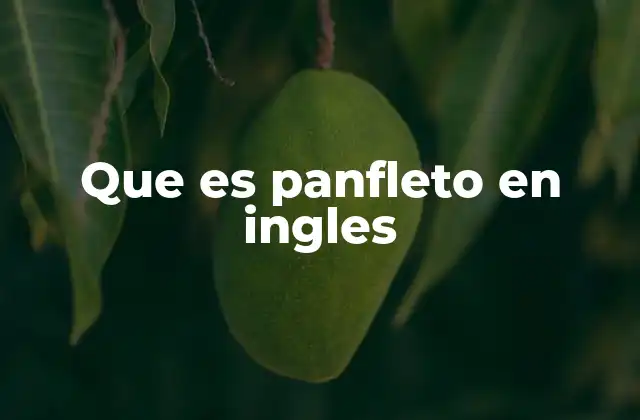 Que es Panfleto en Ingles