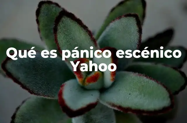 Qué es Pánico Escénico Yahoo
