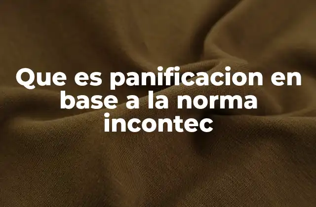 Que es Panificacion en Base a la Norma Incontec
