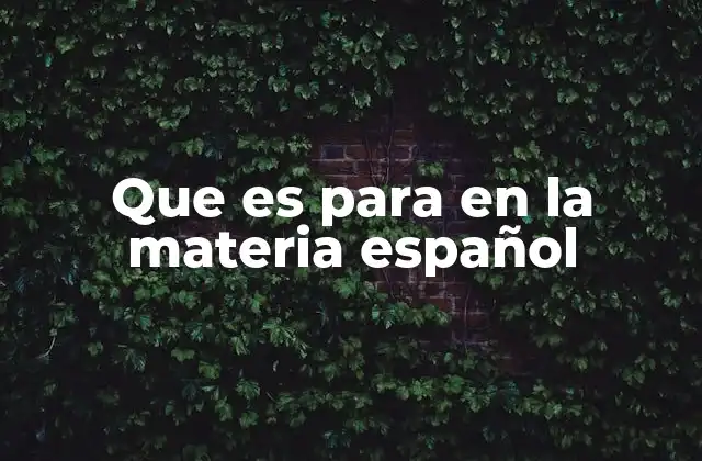 Que es para en la Materia Español