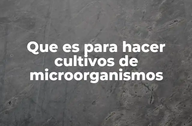 Que es para Hacer Cultivos de Microorganismos