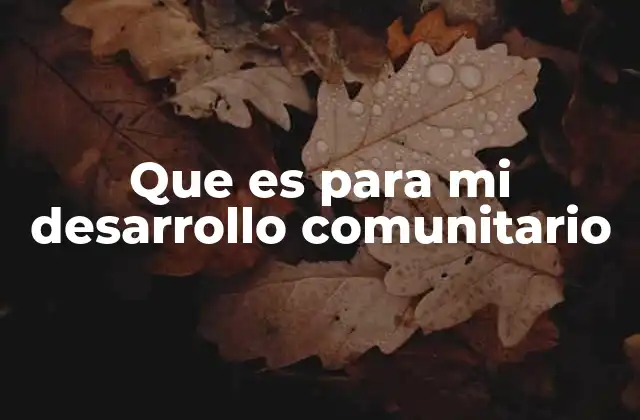 Que es para Mi Desarrollo Comunitario