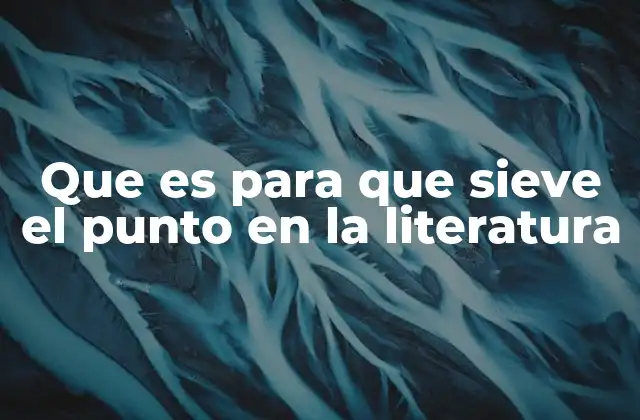 Que es para que Sieve el Punto en la Literatura