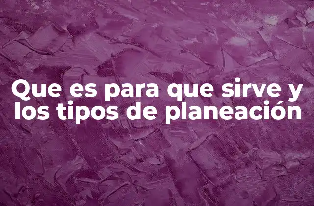 Que es para que Sirve y los Tipos de Planeación